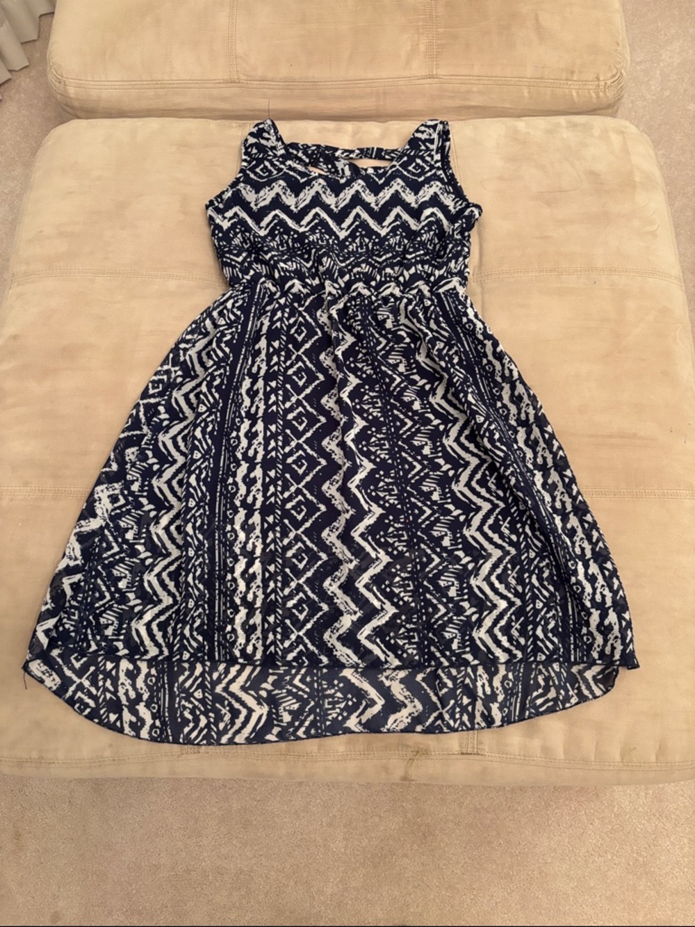 Girl’s Kiddo by Katie Navy Blue and White Casual Dress Size 10